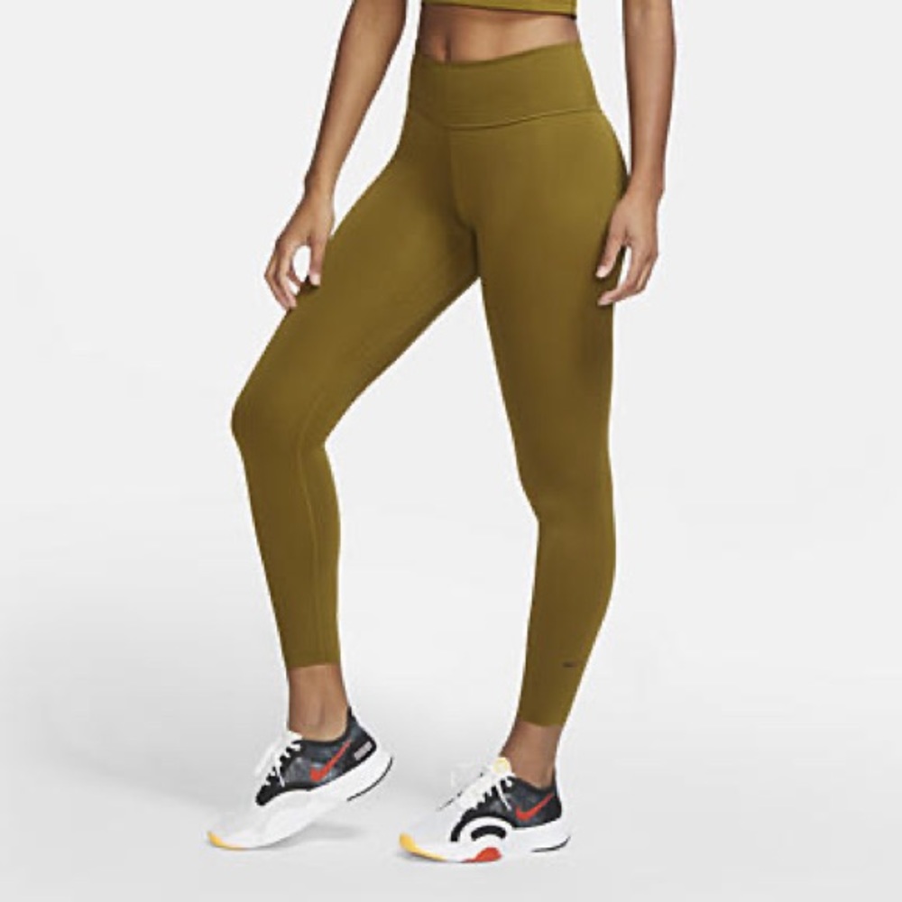 NIKE One Luxe Tight 7/8 length Training Leggings Medium olive green